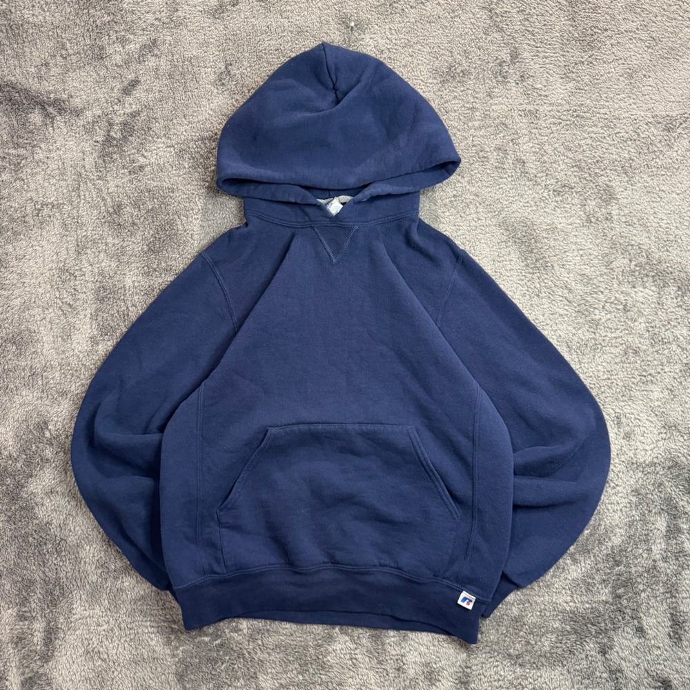 Russell Athletic Mens Navy Blue Pullover Hoodie Fleece Sweatshirt Small